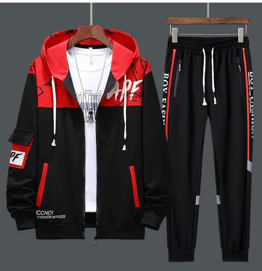 Red & Black Stylish Winter Tracksuit (2 PCS Hoodie+Trouser)